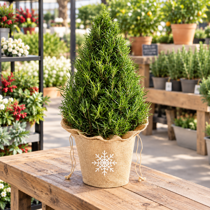 Live Rosemary Cone Topiary Plant – 6-Inch Potted Fragrant Herb, Evergreen Patio & Home Decor