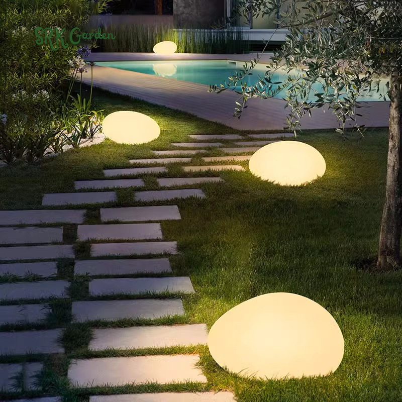 Plastic Pebble Shape Decorative Rock Solar Garden Lights Outdoor  Lights Waterproof