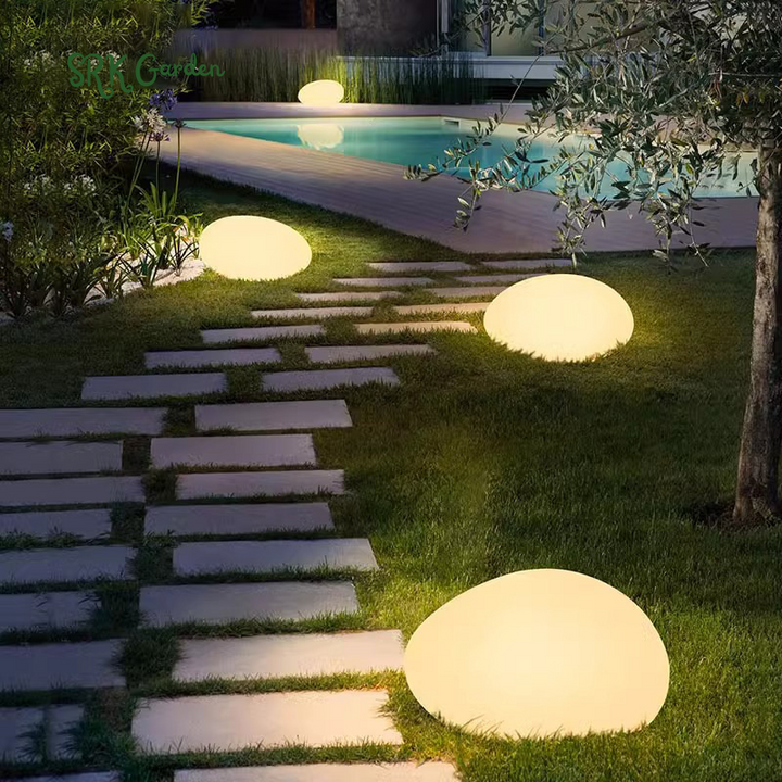 Plastic Pebble Shape Decorative Rock Solar Garden Lights Outdoor  Lights Waterproof