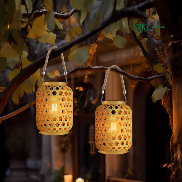 Rattan Solar Lantern – Outdoor Hanging Boho Light 1pcs