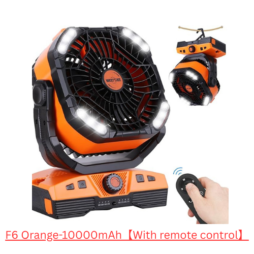 Camping Battery Operated Powered Fan with LED Lantern Light 20000mAh Rechargeable Portable Oscillating Fan with 360° Rotation