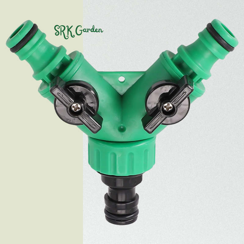 2 Way Garden Water Pipe Connectors Pipe Adapter Y Shape | Hose Splitter Valve Three Way Plastic With Switch