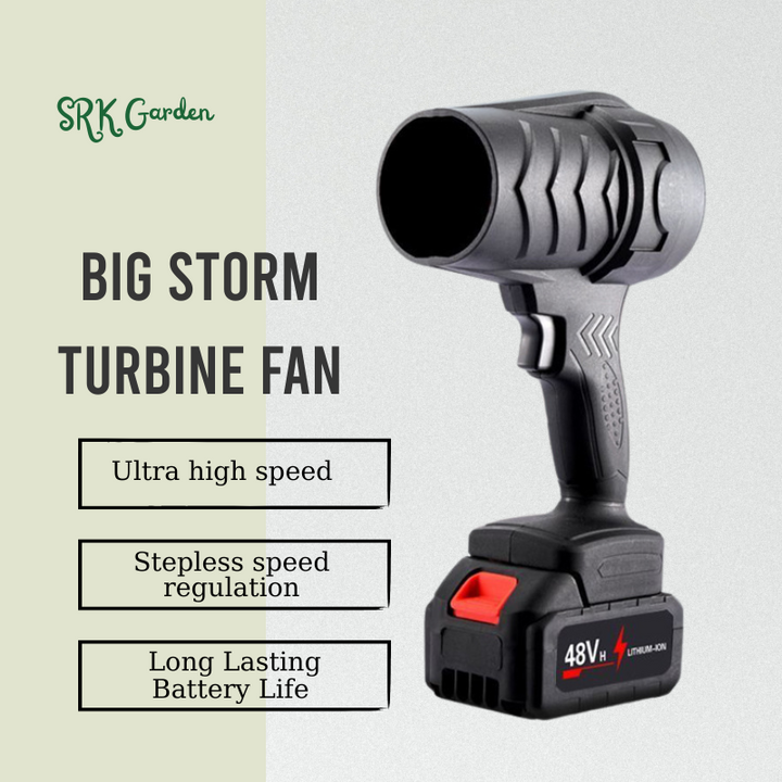 Big Storm Turbine Fan, Rechargeable Lithium Battery Storm Machine,Blowing Force,Max. Speed 35000r/Min
