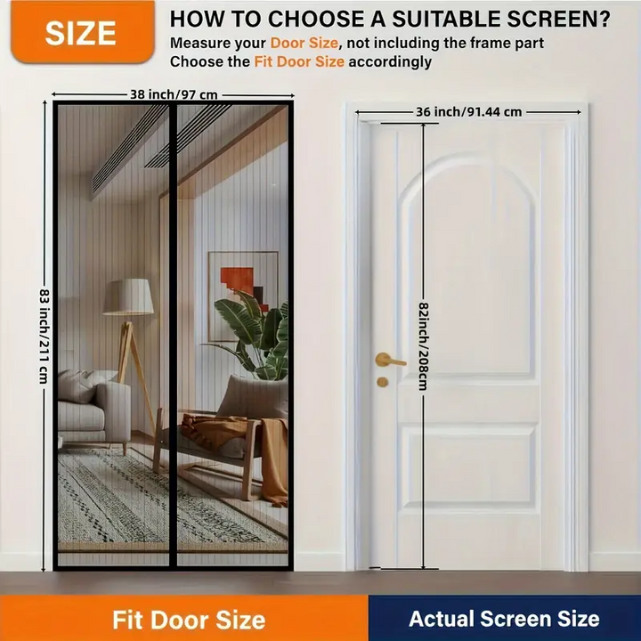 Summer Mosquito Screen Door with Powerful Magnets for Doors, Easy Installation, Self-closing