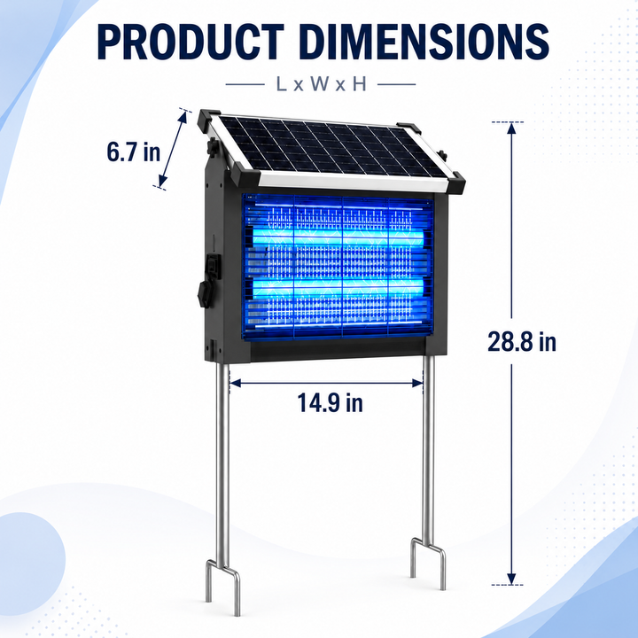 Solar Bug Zapper Outdoor, Insect Pest, Waterproof, 4500V w/Smart Light Sensor
