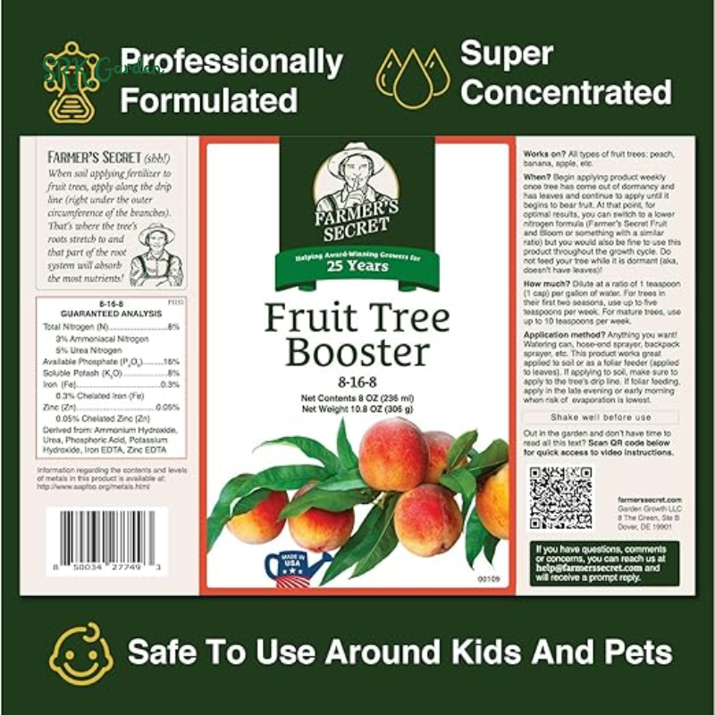 Fruit Tree Booster Fertilizer - Super Concentrated and Phosphorus Rich - Formulated for All Fruit Trees Including Peach, Banana, and Apple