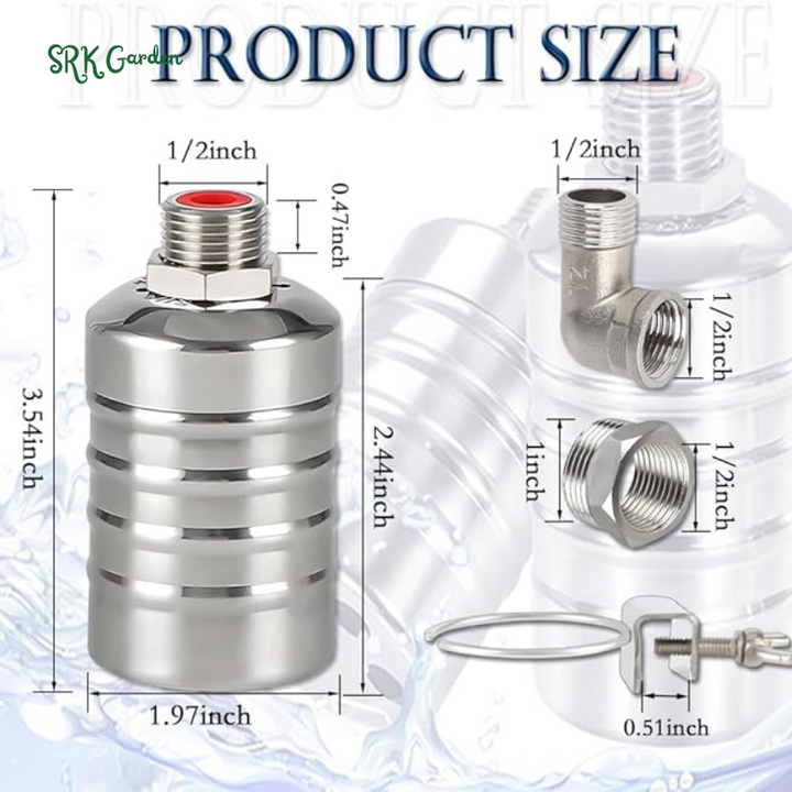 Float Valve,1/2" to 1'' water level control float valve 304 Stainless Steel