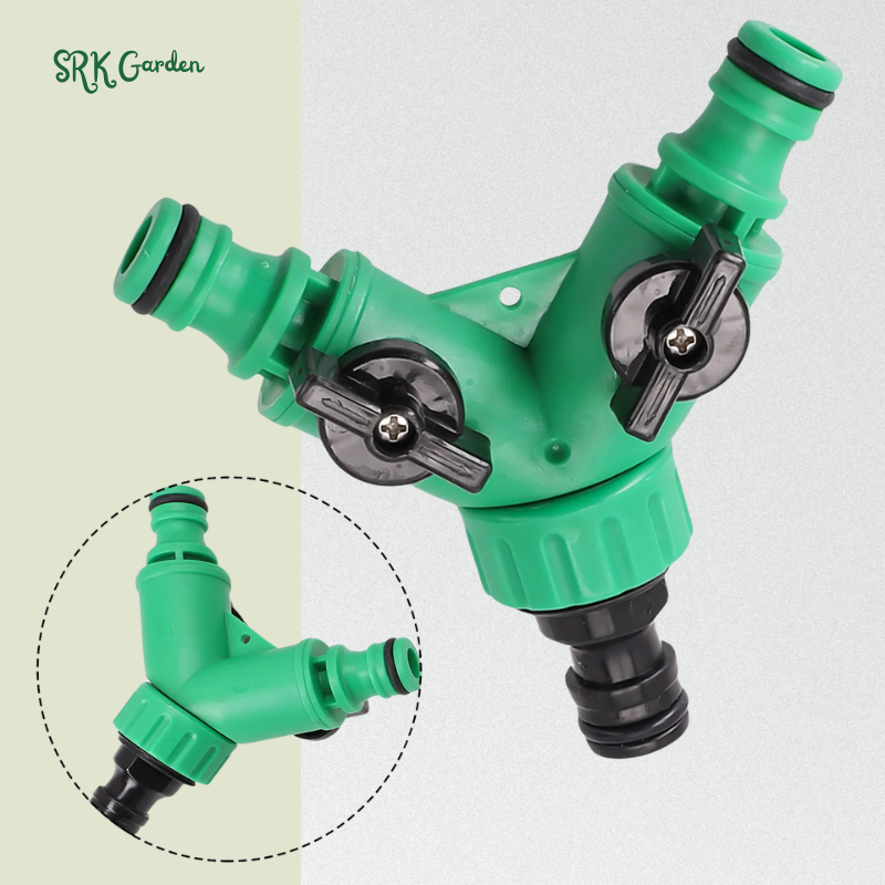 2 Way Garden Water Pipe Connectors Pipe Adapter Y Shape | Hose Splitter Valve Three Way Plastic With Switch