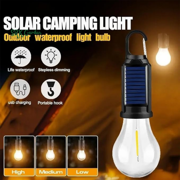 Solar Rechargeable Hooked Camping Light Outdoor