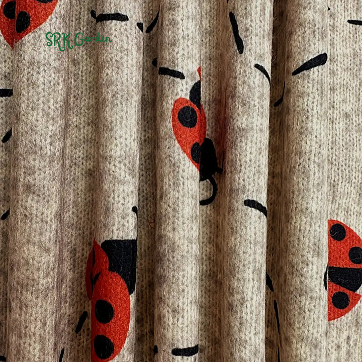 Women'S Casual Crew Neck Long Sleeve Sweater with 3D Ladybug Print, 60% Polyester 40% Spandex Knit Fabric