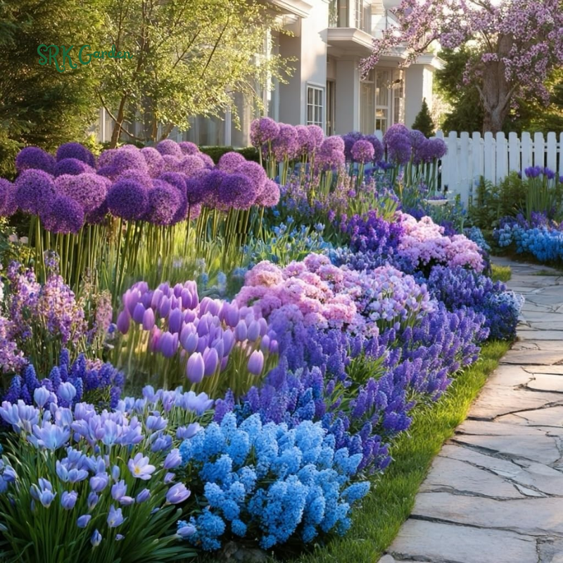 Blue Purple Dream Garden Mix Bulbs Fall Planting 2025 - Alliums, Hyacinth, Crocus, Muscari & Tulip Flower Bulbs, Easy to Plant Perennial Spring Collection