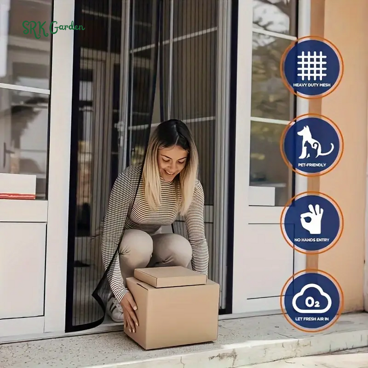 Summer Mosquito Screen Door with Powerful Magnets for Doors, Easy Installation, Self-closing