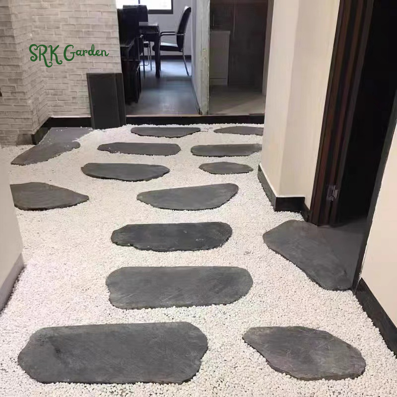 2 Packs Natural Bluestone Stepping Stones – Irregular Garden Paving Slabs, Decorative Footpath Stones for Lawns, Courtyards, and Villas