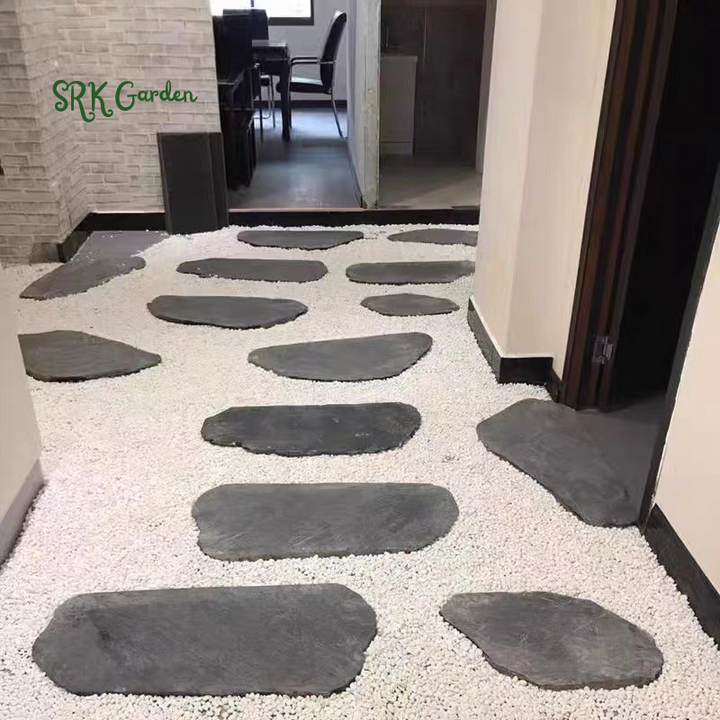 2 Packs Natural Bluestone Stepping Stones – Irregular Garden Paving Slabs, Decorative Footpath Stones for Lawns, Courtyards, and Villas