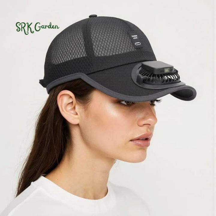 Cap with Solar Fan – UV Protection Wide Brim Mesh Cap, Solar & USB Powered for Outdoor