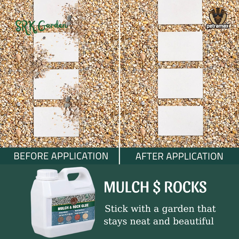 Mulch Rock Glue for Landscaping, Clear Gravel Binder Non-Toxic and Pet-Friendly