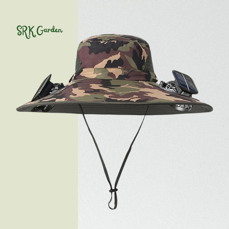 Wide Brim Sun Hats with 2 Solar Fan Waterproof Breathable Bucket Hat Outdoor Fishing Hat for Hiking Camping