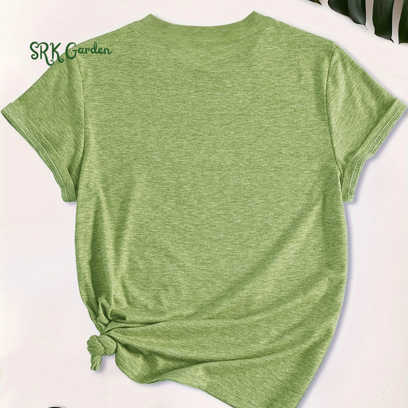 Short Sleeve T-Shirt - "Plants Make Me Happy" Cactus & Letter Print