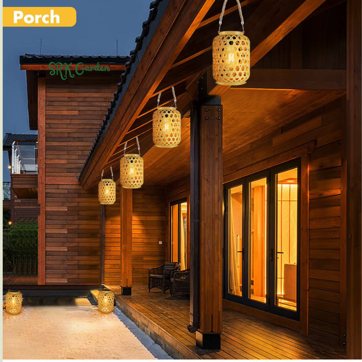 Rattan Solar Lantern – Outdoor Hanging Boho Light 1pcs