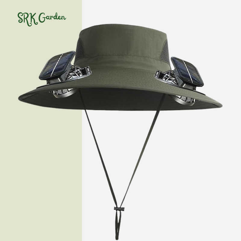 Wide Brim Sun Hats with 2 Solar Fan Waterproof Breathable Bucket Hat Outdoor Fishing Hat for Hiking Camping