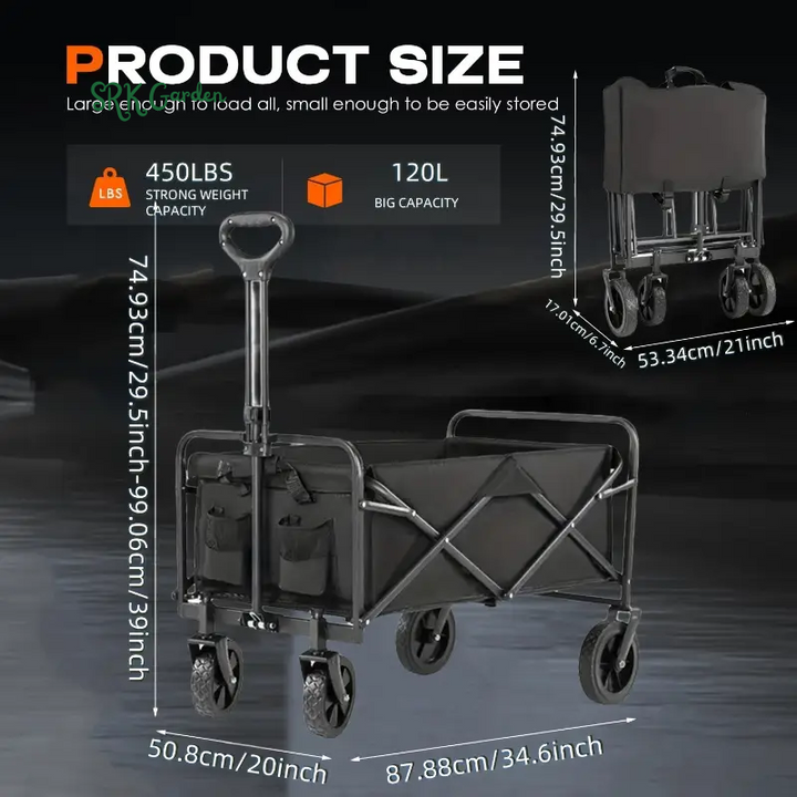 Camping Trolley: Foldable, Large-Sized Outdoor Camping Cart for Picnics and Gardener