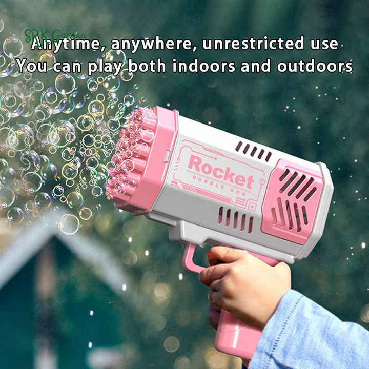 Automatic Bubble Blaster with LED Light Show, Rocket Launcher Toy Gun for Outdoor Indoor Party Fun