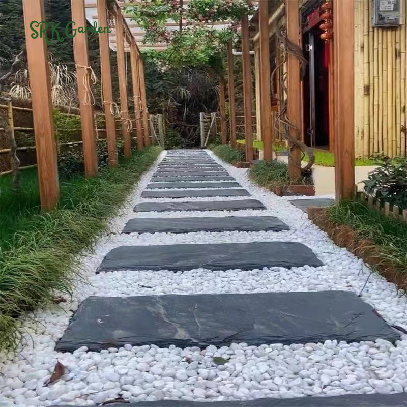 2 Packs Natural Bluestone Stepping Stones – Irregular Garden Paving Slabs, Decorative Footpath Stones for Lawns, Courtyards, and Villas