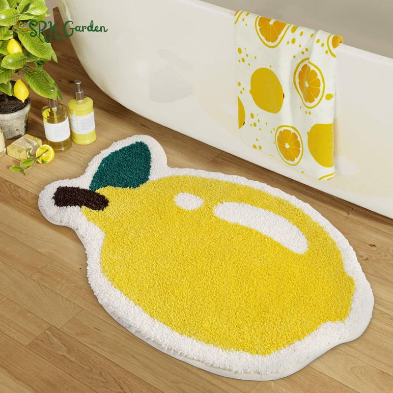 Cute Fruit-Shaped Absorbent Bathroom Mat – Soft Faux Cashmere, Anti-Dirt Entry Rug, Easy-Clean Door Mat
