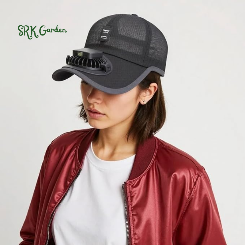 Cap with Solar Fan – UV Protection Wide Brim Mesh Cap, Solar & USB Powered for Outdoor