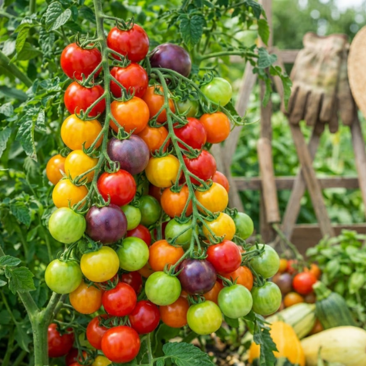 Colorful Cherry Tomato Seeds – Classic Red & Rainbow Mix.