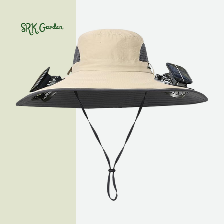 Wide Brim Sun Hats with 2 Solar Fan Waterproof Breathable Bucket Hat Outdoor Fishing Hat for Hiking Camping