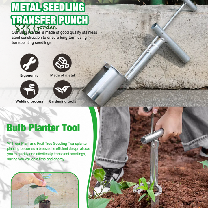 Handheld Garden Barrel Transplanter Stainless Steel Digging Seedlings Artifact Agricultural Puncher