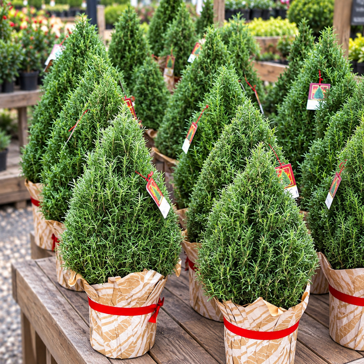 Live Rosemary Cone Topiary Plant – 6-Inch Potted Fragrant Herb, Evergreen Patio & Home Decor