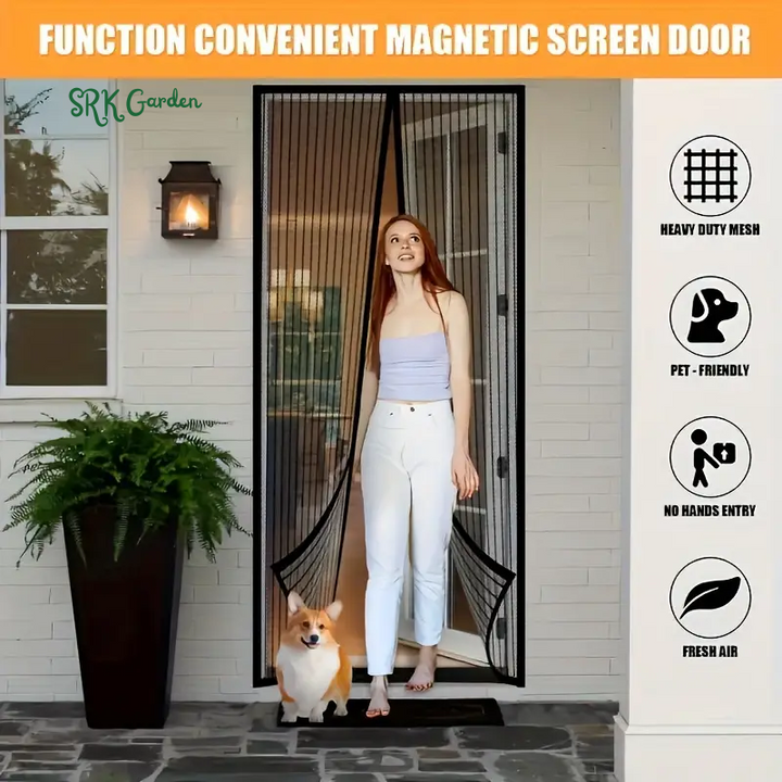 Summer Mosquito Screen Door with Powerful Magnets for Doors, Easy Installation, Self-closing