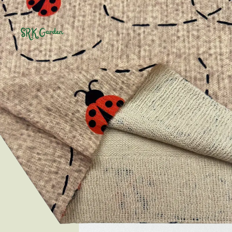 Women'S Casual Crew Neck Long Sleeve Sweater with 3D Ladybug Print, 60% Polyester 40% Spandex Knit Fabric