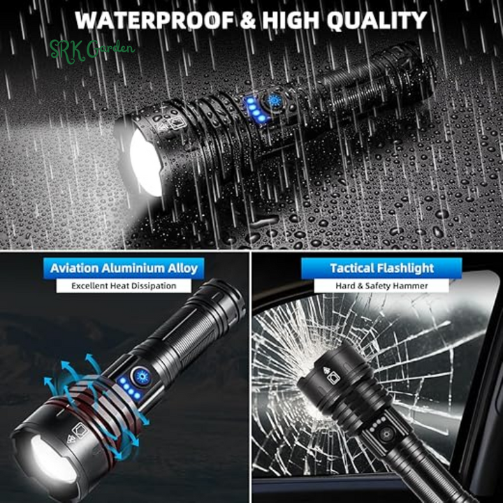 Flashlights High Lumens Rechargeable,  5Mode Flash Light High Powered, Waterproof LED Flashlight for Camping