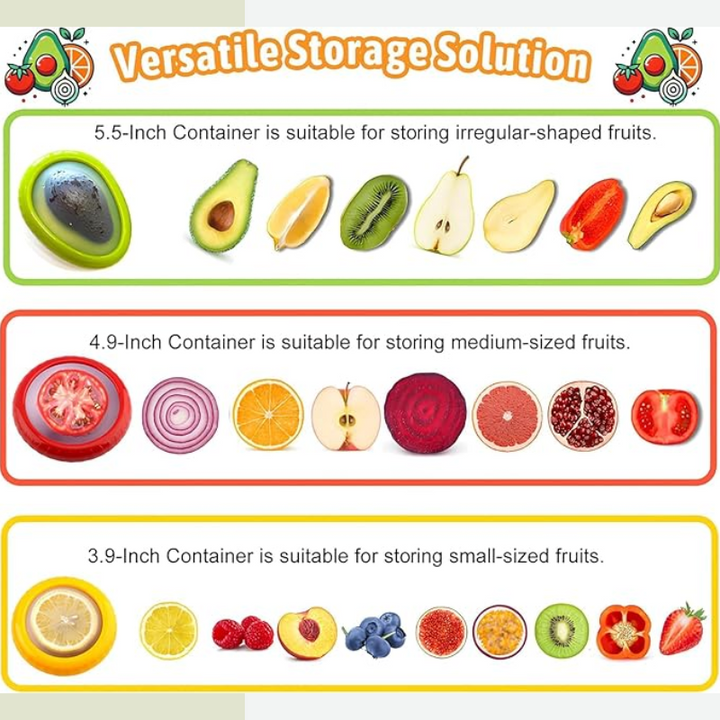 Avocado Saver and Tomato Holder - Set of 4 Reusable Storage Containers