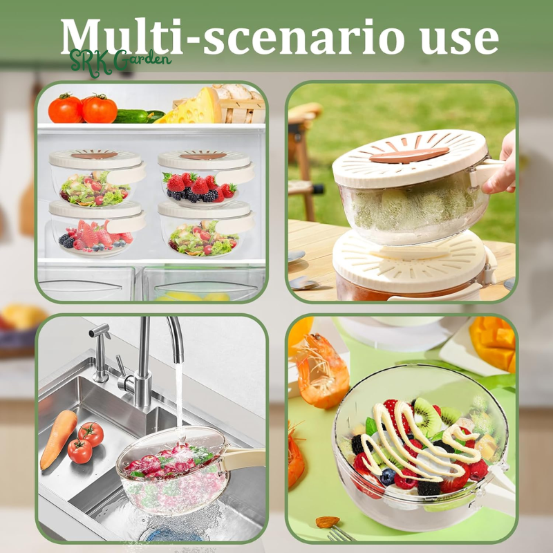 Multifunctional Fruit Washing Bowl with Strainer