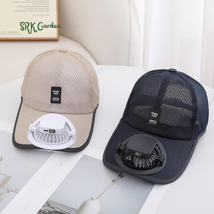 Cap with Solar Fan – UV Protection Wide Brim Mesh Cap, Solar & USB Powered for Outdoor