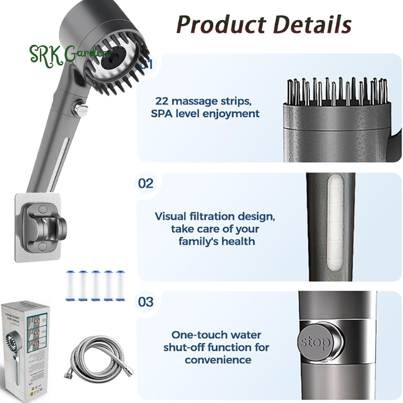Marvulur Showerhead, Drops Shower Head High Pressure, Filtered Showerhead