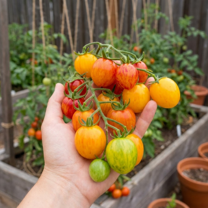 Sunshine Cherry Tomato Seeds – Tropical Sunset, Yellow Gooseberry & White Cherry