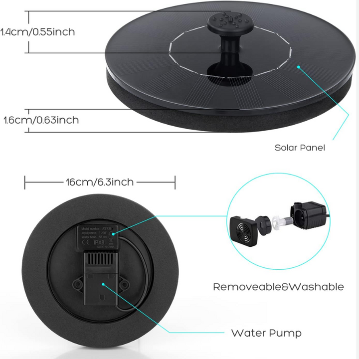 Solar Bird Bath Fountains Pump | Fountain with 6 Nozzle