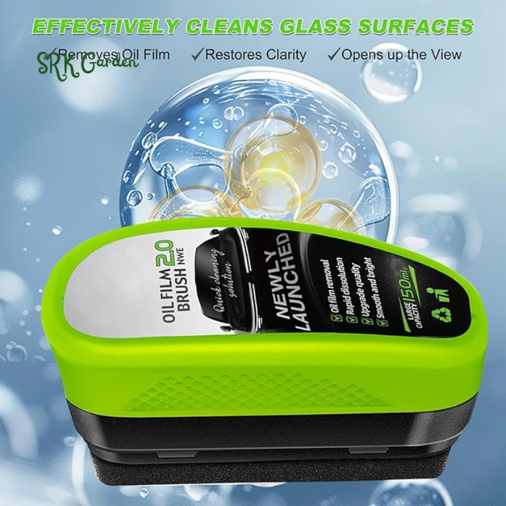 Upgrade Automotive Oil Film Cleaning Brush, 2025 New 2.0 Green Car Glass Oil Film Remover | 2 PCS