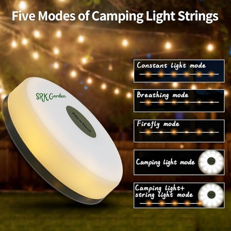 Camping Lights String 5 Lighting Modes, Quick 30s Recovery, Durable and Waterproof