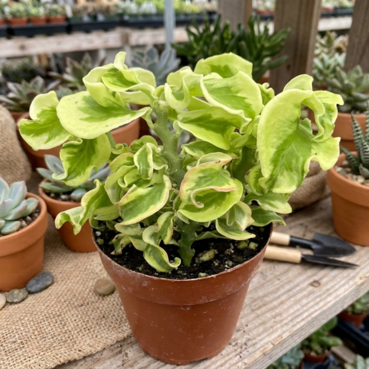 Curly Devil's Backbone, Variegated Succulent, Live Plant in 2.5" pot