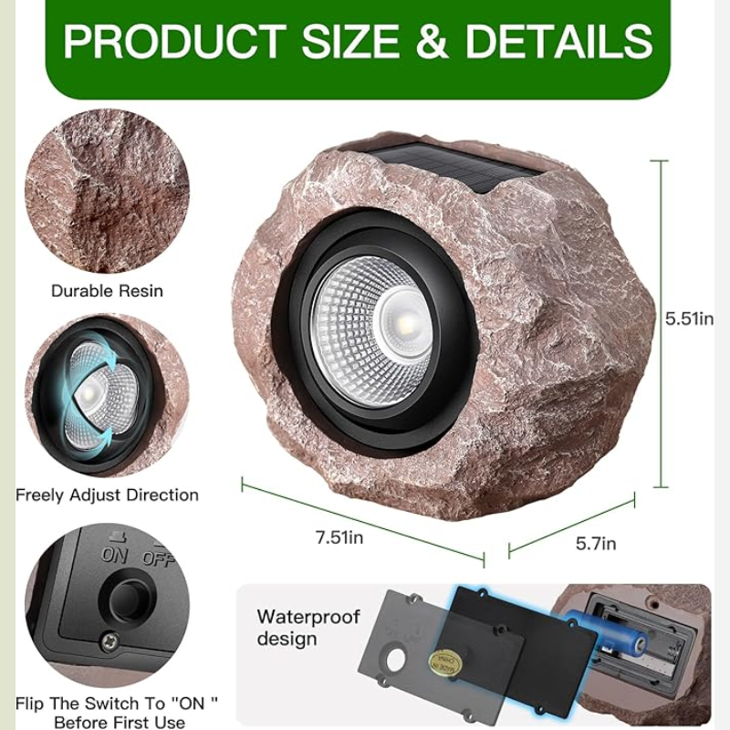 Timeflies Solar Spot Lights - Outdoor, Solar Powered Garden Lights for Paths, Sidewalks, Yards, Landscapes, Patios