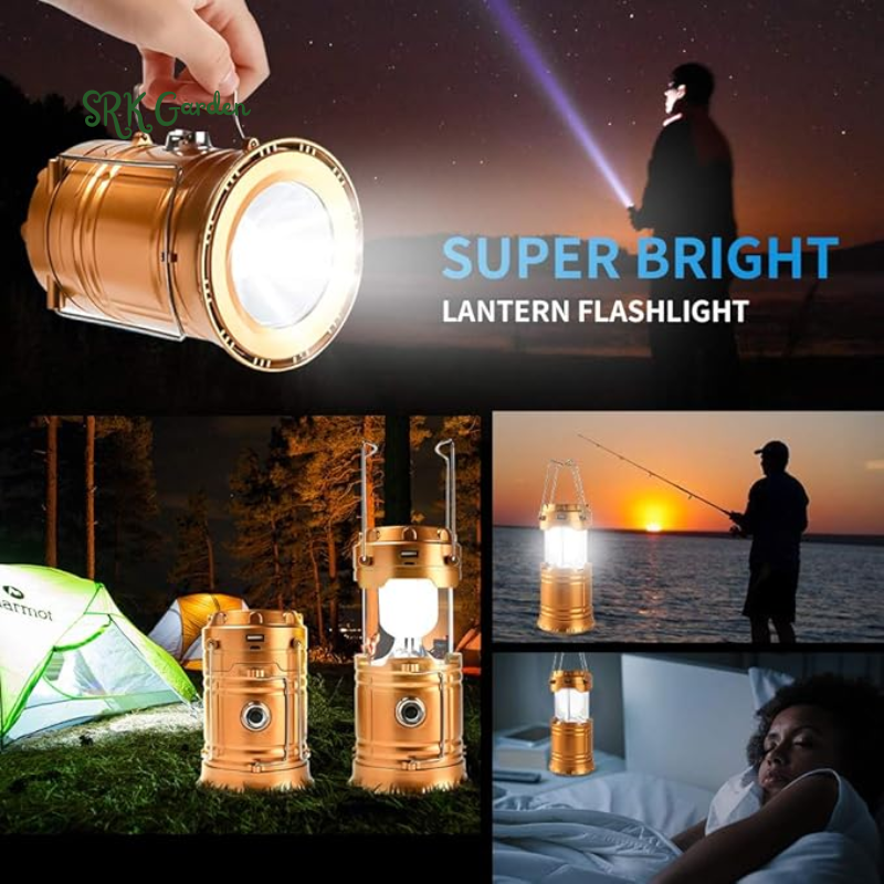 LED Camping Lantern, Solar and Rechargeable Lantern Flashlight /Camp/Night Fishing/Emergency/Hurricanes