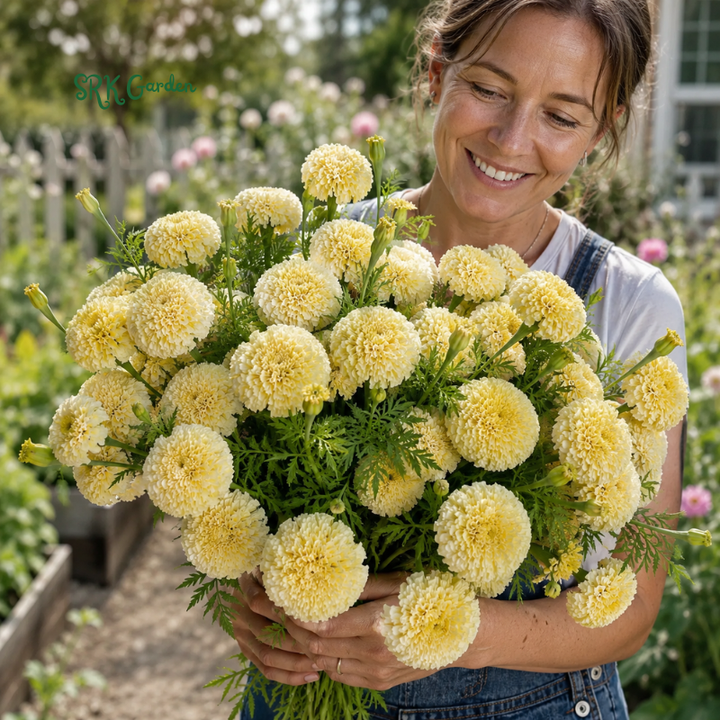 20+ White Swan F1 Marigold Seeds