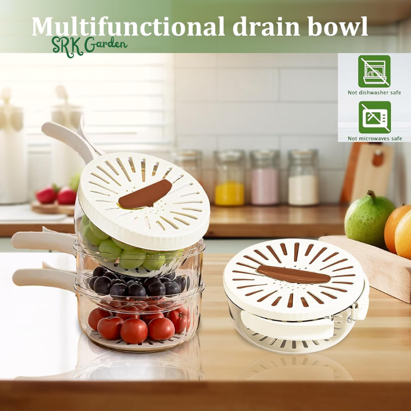 Multifunctional Fruit Washing Bowl with Strainer