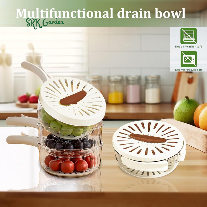 Multifunctional Fruit Washing Bowl with Strainer